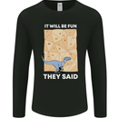 Indoor Rock Climbing Wall Funny Dinosaur T-Rex Mens Long Sleeve T-Shirt Black