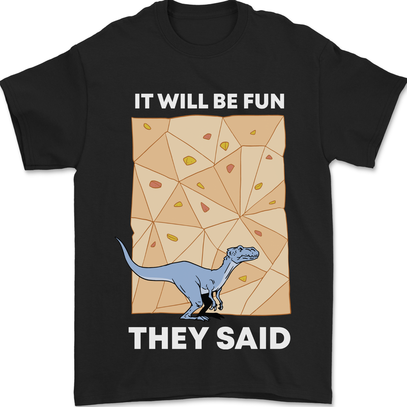 Indoor Rock Climbing Wall Funny Dinosaur T-Rex Mens T-Shirt 100% Cotton Black
