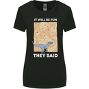 Indoor Rock Climbing Wall Funny Dinosaur T-Rex Womens Wider Cut T-Shirt Black