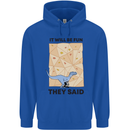 Indoor Rock Climbing Wall Funny T-Rex Dinosaur Mens 80% Cotton Hoodie Royal Blue