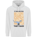 Indoor Rock Climbing Wall Funny T-Rex Dinosaur Mens 80% Cotton Hoodie White