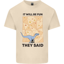 Indoor Rock Climbing Wall Funny T-Rex Dinosaur Mens Cotton T-Shirt Tee Top Natural