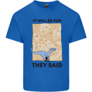 Indoor Rock Climbing Wall Funny T-Rex Dinosaur Mens Cotton T-Shirt Tee Top Royal Blue
