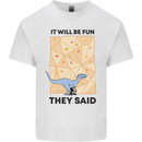 Indoor Rock Climbing Wall Funny T-Rex Dinosaur Mens Cotton T-Shirt Tee Top White