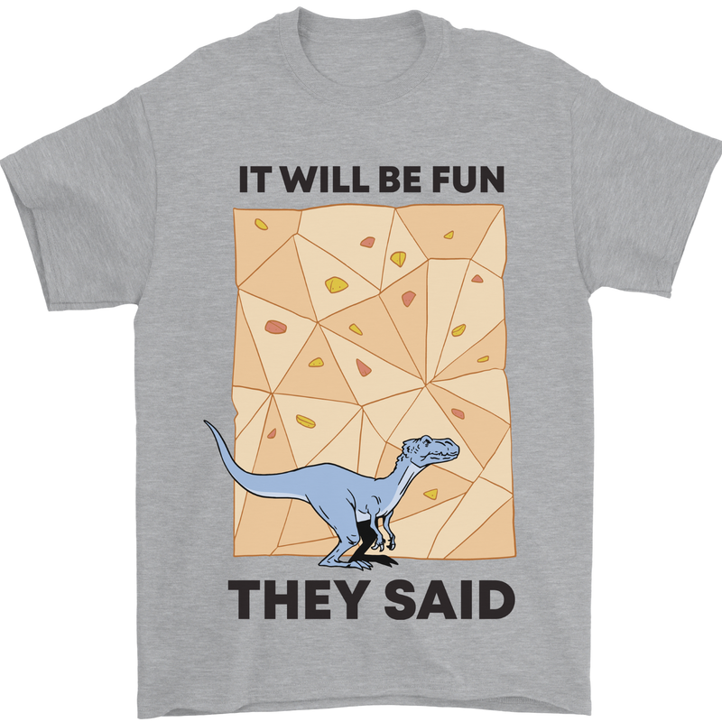 Indoor Rock Climbing Wall Funny T-Rex Dinosaur Mens T-Shirt 100% Cotton Sports Grey