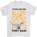 Indoor Rock Climbing Wall Funny T-Rex Dinosaur Mens T-Shirt 100% Cotton White