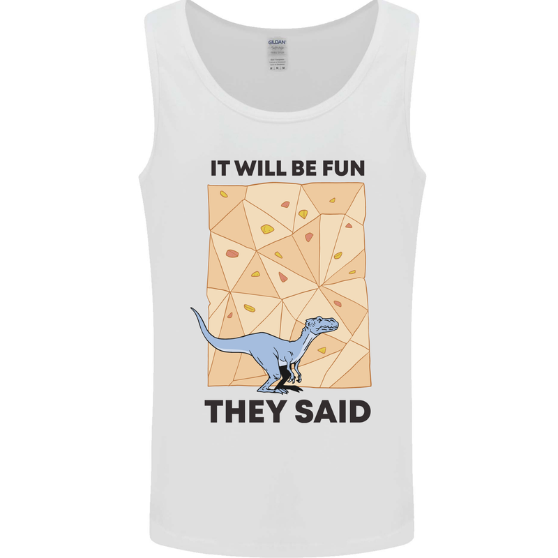 Indoor Rock Climbing Wall Funny T-Rex Dinosaur Mens Vest Tank Top White