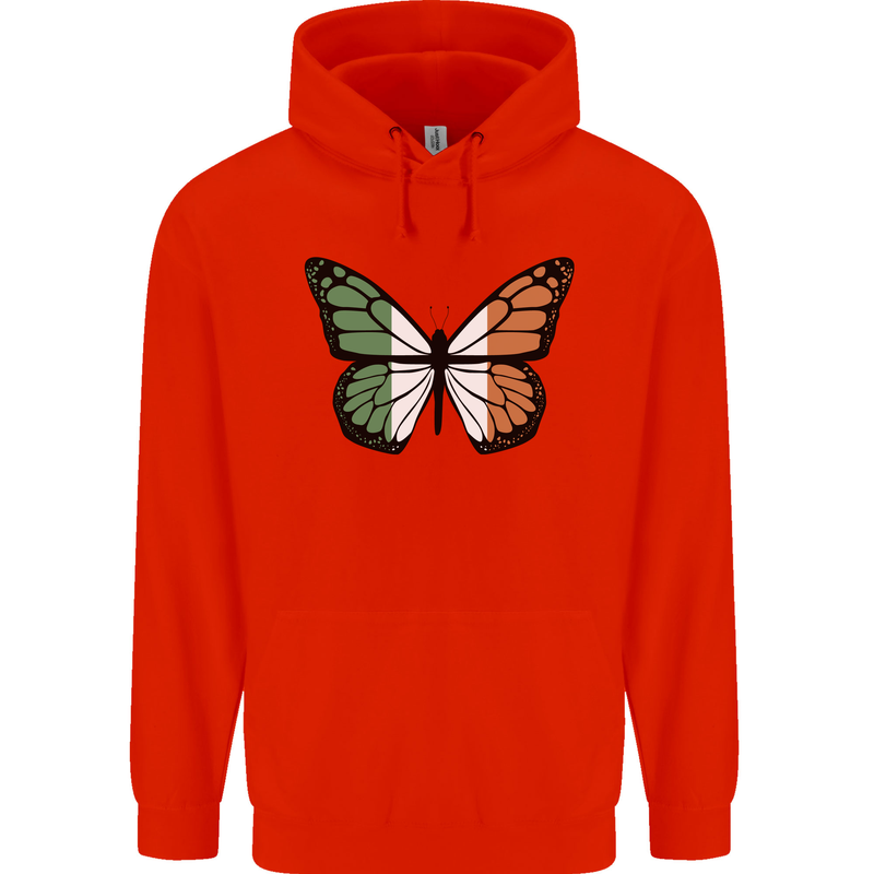 Irish Butterfly Ireland Ire Mens 80% Cotton Hoodie Bright Red