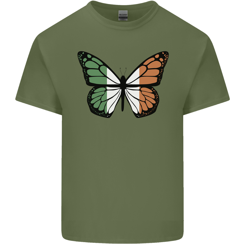 Irish Butterfly Ireland Ire Mens Cotton T-Shirt Tee Top Military Green
