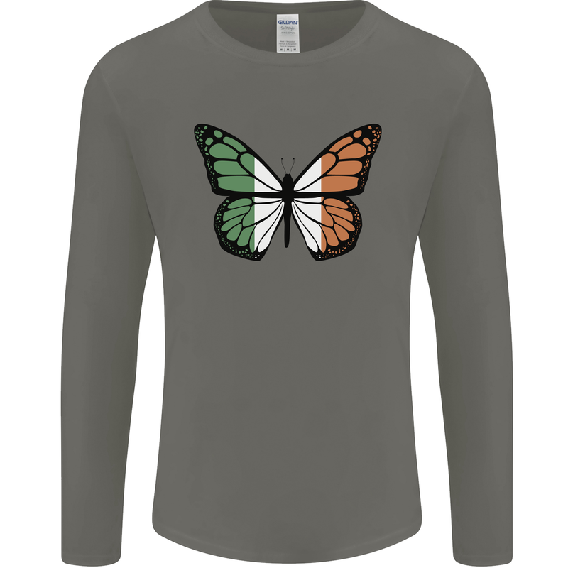 Irish Butterfly Ireland Ire Mens Long Sleeve T-Shirt Charcoal