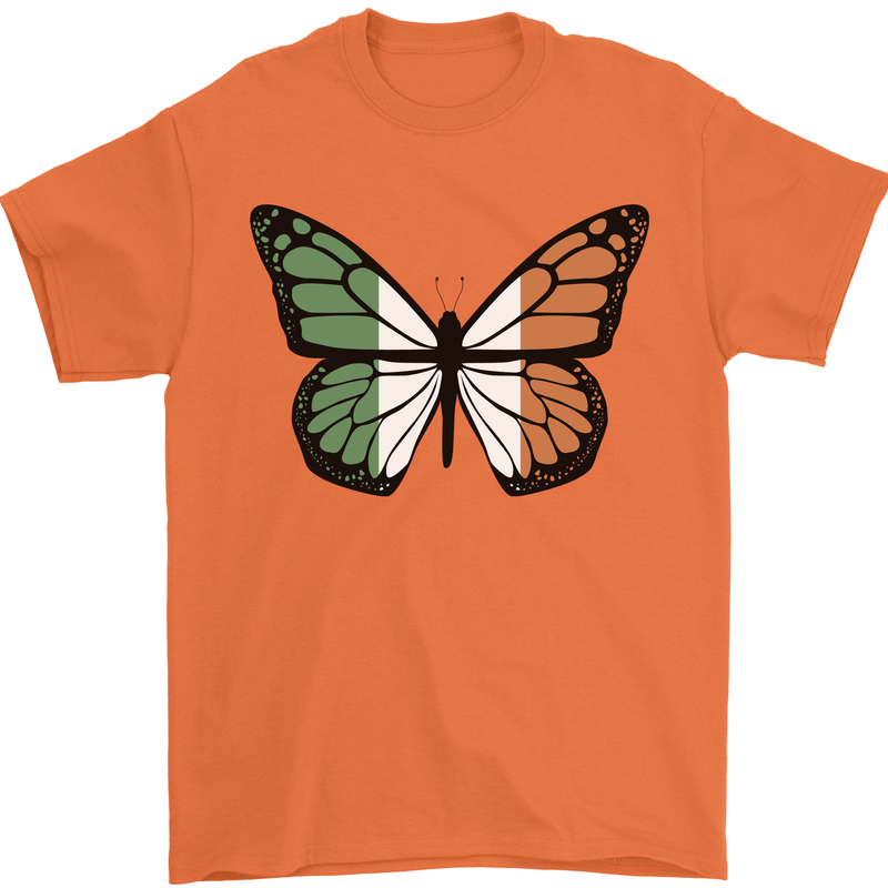 Irish Butterfly Ireland Ire Mens T-Shirt 100% Cotton Orange