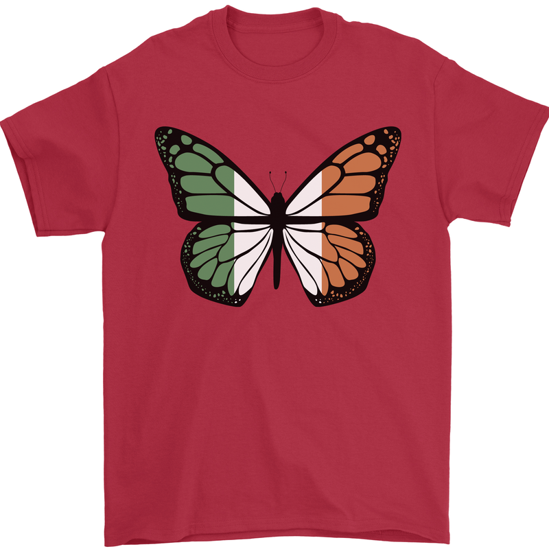 Irish Butterfly Ireland Ire Mens T-Shirt 100% Cotton Red