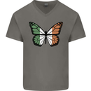 Irish Butterfly Ireland Ire Mens V-Neck Cotton T-Shirt Charcoal