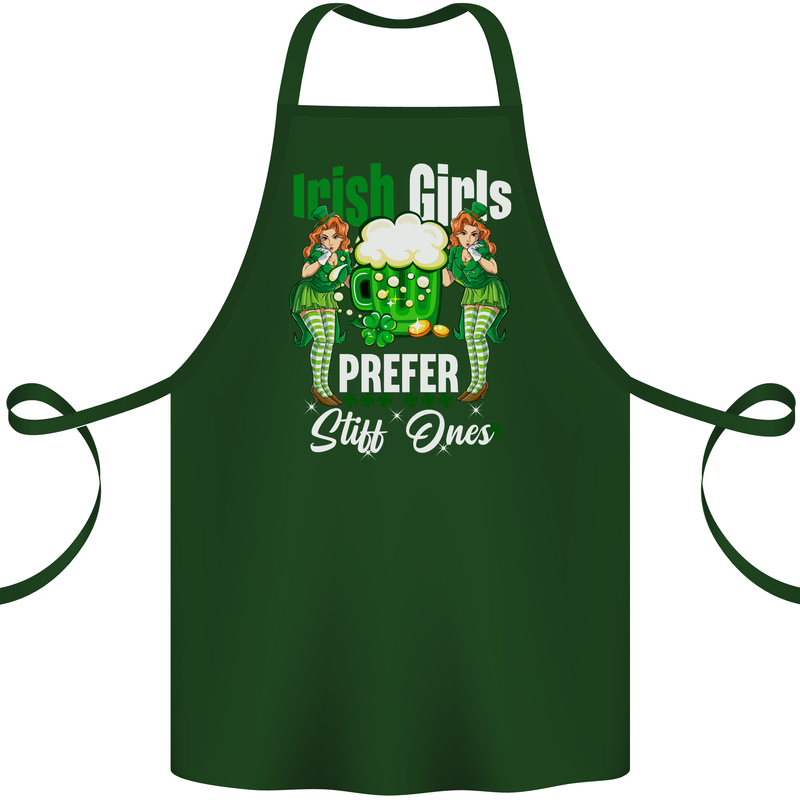 Irish Girls Stiff Ones Funny St Patricks Day Beer Cotton Apron 100% Organic Forest Green