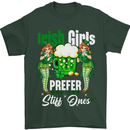 Irish Girls Stiff Ones Funny St Patricks Day Beer Mens T-Shirt 100% Cotton Forest Green