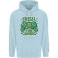 Irish I Was Gaming St Patricks Day Funny Gamer Childrens Kids Hoodie Light Blue