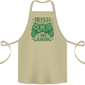 Irish I Was Gaming St Patricks Day Funny Gamer Cotton Apron 100% Organic Khaki