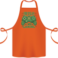 Irish I Was Gaming St Patricks Day Funny Gamer Cotton Apron 100% Organic Orange