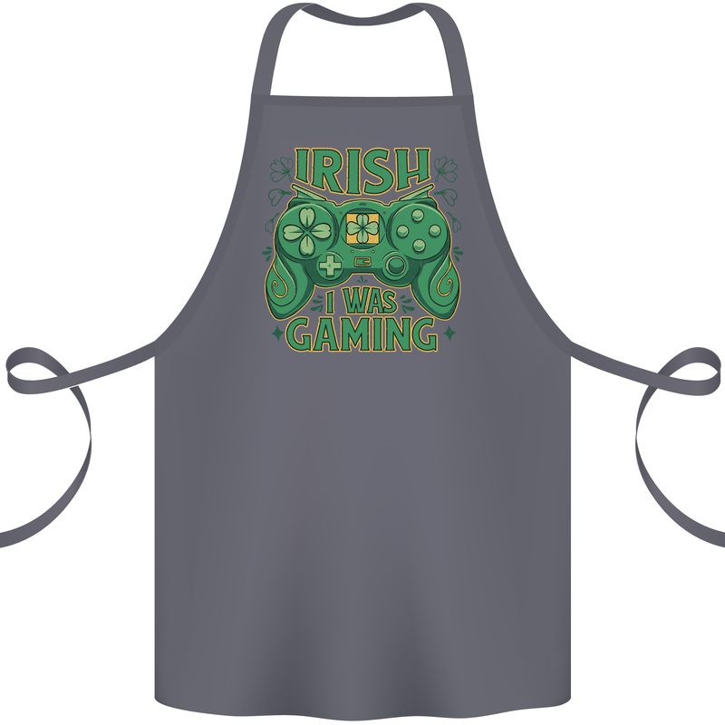 Irish I Was Gaming St Patricks Day Funny Gamer Cotton Apron 100% Organic Steel