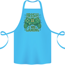 Irish I Was Gaming St Patricks Day Funny Gamer Cotton Apron 100% Organic Turquoise