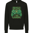Irish I Was Gaming St Patricks Day Funny Gamer Kids Sweatshirt Jumper Black