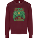 Irish I Was Gaming St Patricks Day Funny Gamer Kids Sweatshirt Jumper Maroon