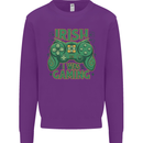 Irish I Was Gaming St Patricks Day Funny Gamer Kids Sweatshirt Jumper Purple