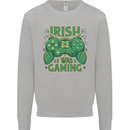 Irish I Was Gaming St Patricks Day Funny Gamer Kids Sweatshirt Jumper Sports Grey