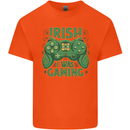 Irish I Was Gaming St Patricks Day Funny Gamer Kids T-Shirt Childrens Orange