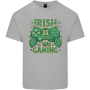 Irish I Was Gaming St Patricks Day Funny Gamer Kids T-Shirt Childrens Sports Grey
