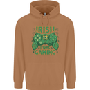 Irish I Was Gaming St Patricks Day Funny Gamer Mens 80% Cotton Hoodie Caramel Latte