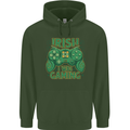 Irish I Was Gaming St Patricks Day Funny Gamer Mens 80% Cotton Hoodie Forest Green
