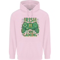 Irish I Was Gaming St Patricks Day Funny Gamer Mens 80% Cotton Hoodie Light Pink