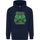 Irish I Was Gaming St Patricks Day Funny Gamer Mens 80% Cotton Hoodie Navy Blue