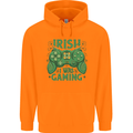 Irish I Was Gaming St Patricks Day Funny Gamer Mens 80% Cotton Hoodie Orange