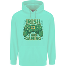 Irish I Was Gaming St Patricks Day Funny Gamer Mens 80% Cotton Hoodie Peppermint