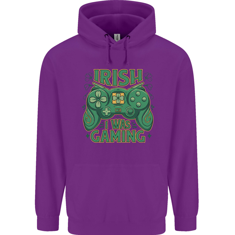 Irish I Was Gaming St Patricks Day Funny Gamer Mens 80% Cotton Hoodie Purple
