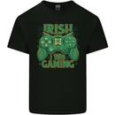 Irish I Was Gaming St Patricks Day Funny Gamer Mens Cotton T-Shirt Tee Top Black