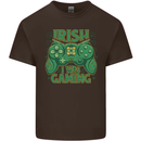 Irish I Was Gaming St Patricks Day Funny Gamer Mens Cotton T-Shirt Tee Top Dark Chocolate