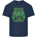 Irish I Was Gaming St Patricks Day Funny Gamer Mens Cotton T-Shirt Tee Top Navy Blue