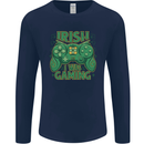 Irish I Was Gaming St Patricks Day Funny Gamer Mens Long Sleeve T-Shirt Navy Blue