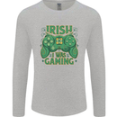 Irish I Was Gaming St Patricks Day Funny Gamer Mens Long Sleeve T-Shirt Sports Grey