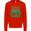 Irish I Was Gaming St Patricks Day Funny Gamer Mens Sweatshirt Jumper Bright Red