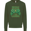 Irish I Was Gaming St Patricks Day Funny Gamer Mens Sweatshirt Jumper Forest Green