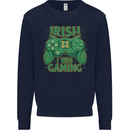 Irish I Was Gaming St Patricks Day Funny Gamer Mens Sweatshirt Jumper Navy Blue