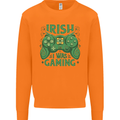 Irish I Was Gaming St Patricks Day Funny Gamer Mens Sweatshirt Jumper Orange