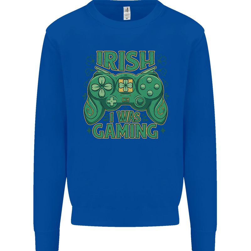Irish I Was Gaming St Patricks Day Funny Gamer Mens Sweatshirt Jumper Royal Blue