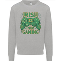 Irish I Was Gaming St Patricks Day Funny Gamer Mens Sweatshirt Jumper Sports Grey