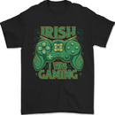 Irish I Was Gaming St Patricks Day Funny Gamer Mens T-Shirt 100% Cotton Black