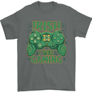 Irish I Was Gaming St Patricks Day Funny Gamer Mens T-Shirt 100% Cotton Charcoal